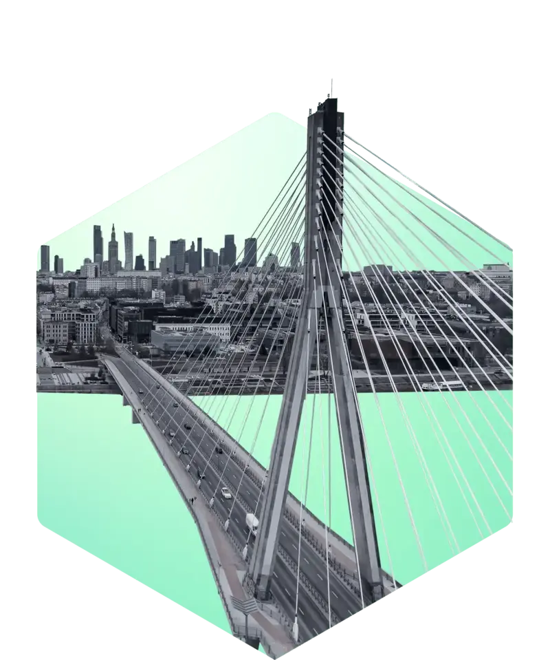 3D illustration of a bridge representing regulated B2B fiat infrastructure for crypto.